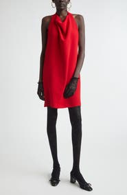 Valentino Halter Neck Draped Silk Cady Minidress