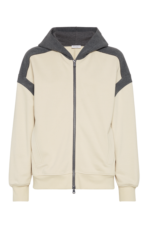 Brunello Cucinelli Smooth Cotton French Terry Sweatshirt In Orange