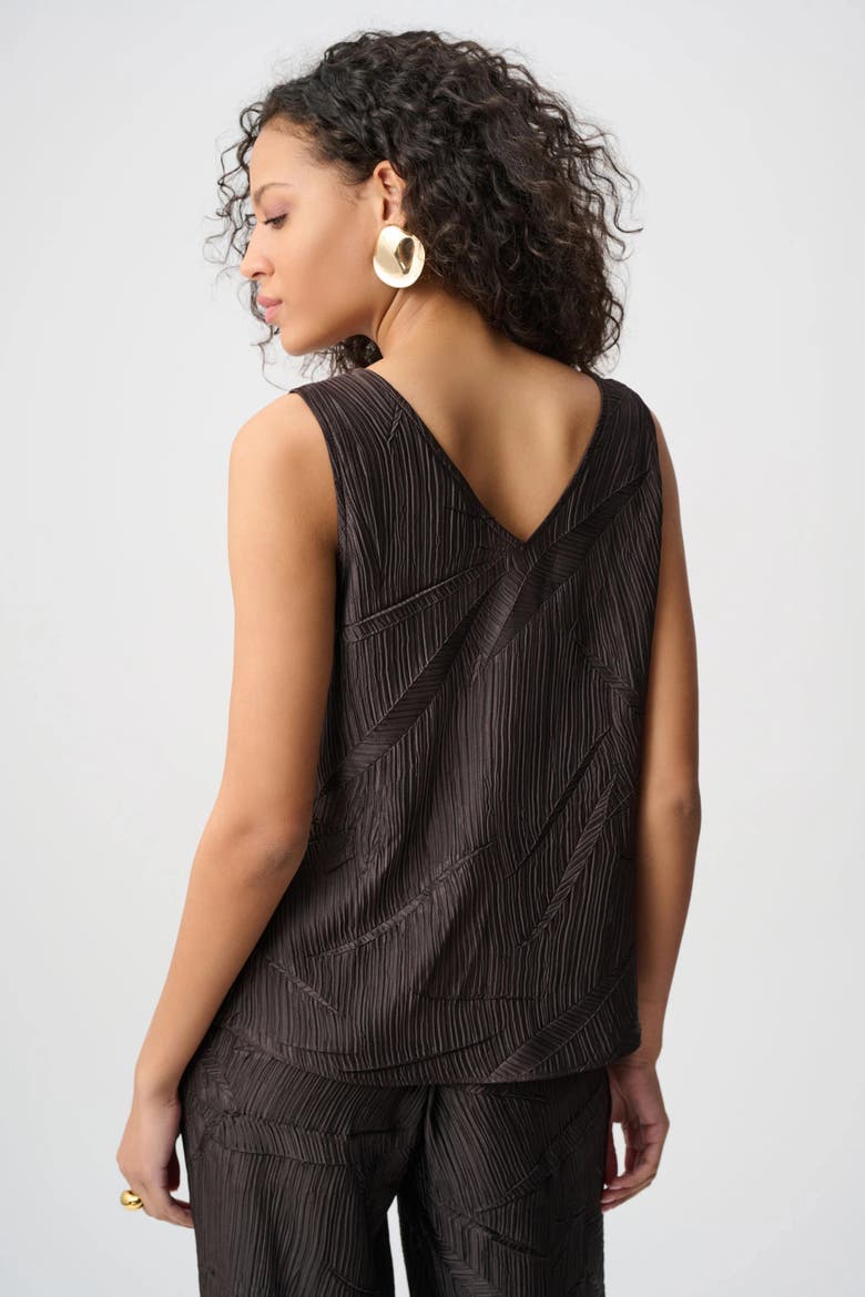 Pleated Satin Flared V-Neck Top, Alternate, color, mocha