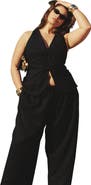 ELOQUII Drawstring Wide Leg Linen Pant