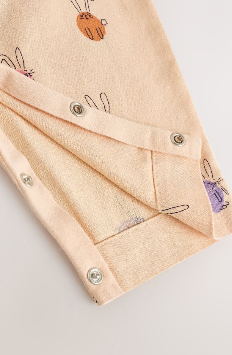 NEXT Bunny Print Overalls & Bodysuit Set, Alternate, color, Cream