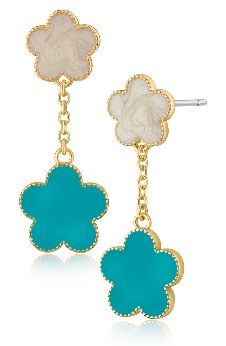 JARDIN Enamel Double Clover Drop Earrings, Main, color, 