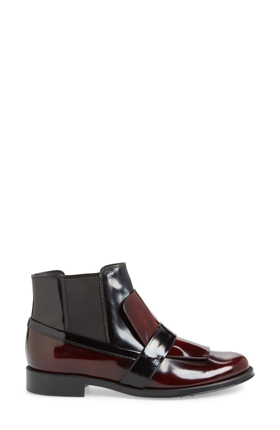 Mask Chelsea Bootie, Alternate, color, BLACK/ BURGUNDY LEATHER
