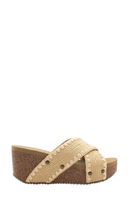Volatile Antigua Platform Wedge Slide Sandal In Natural Raffia