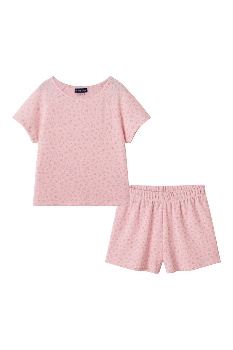 Kids' Print Waffle Knit Two-Piece Pajamas, Main, color, PINK
