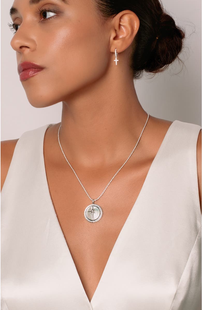 Rizen Jewelry True Direction Compass Necklace, Alternate, color, Sterling Silver