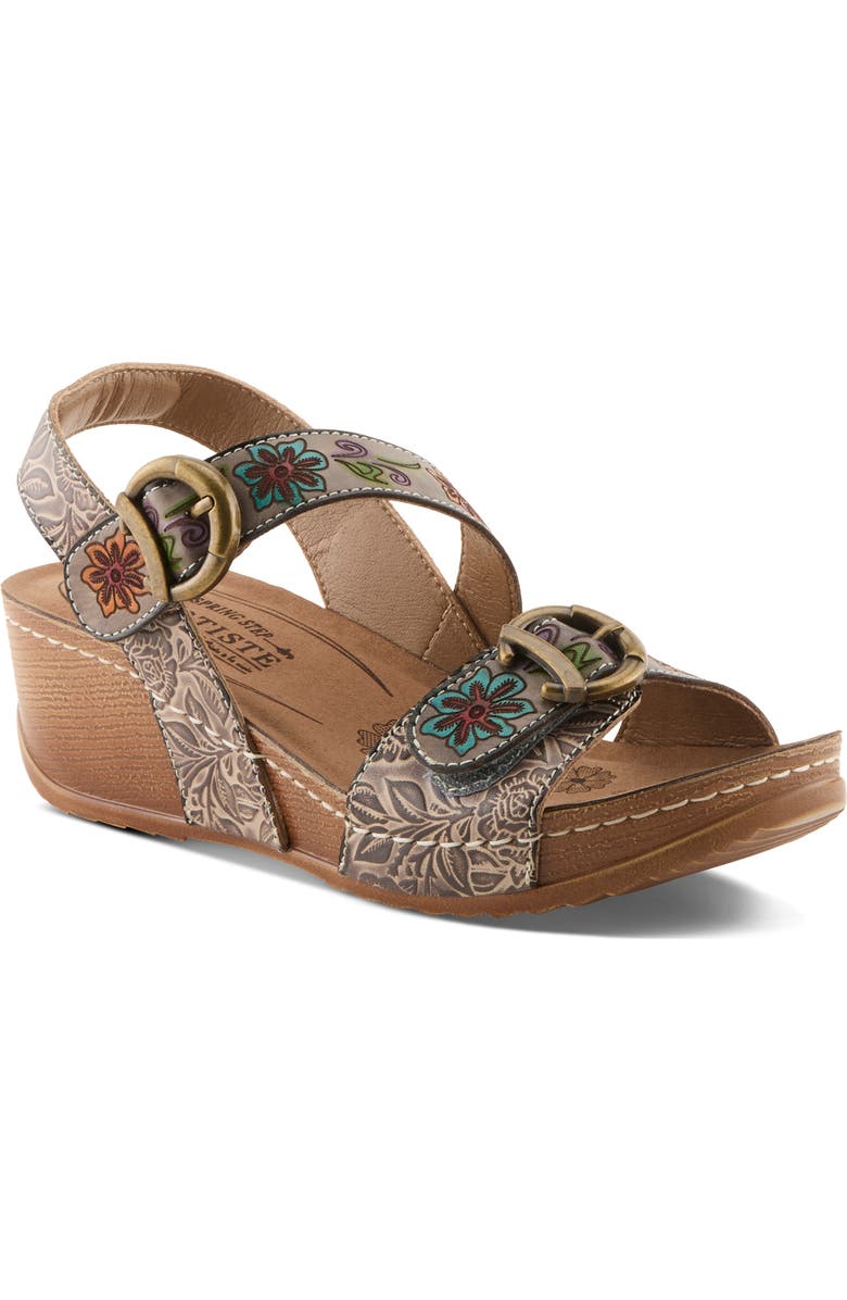 L'Artiste by Spring Step Gottaget Wedge Sandal, Main, color, Grey Multi