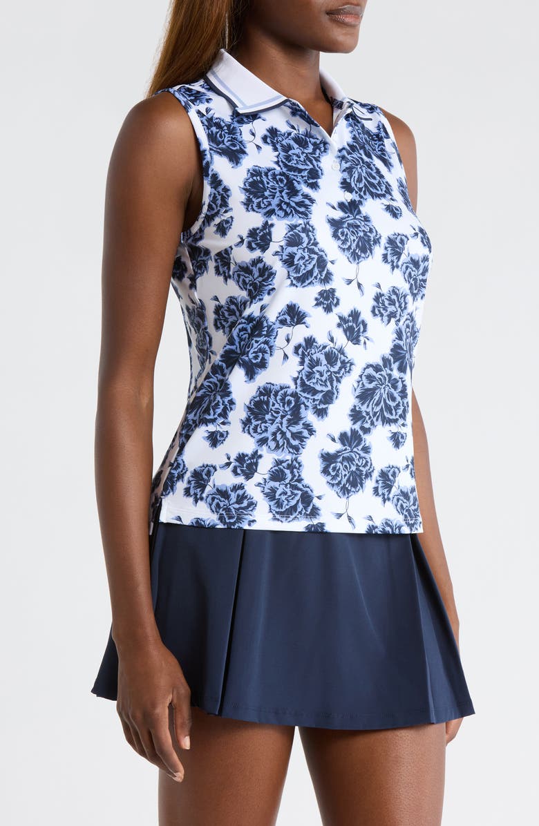 G/FORE Floral Sleeveless Tech Golf Polo, Alternate, color, Willow