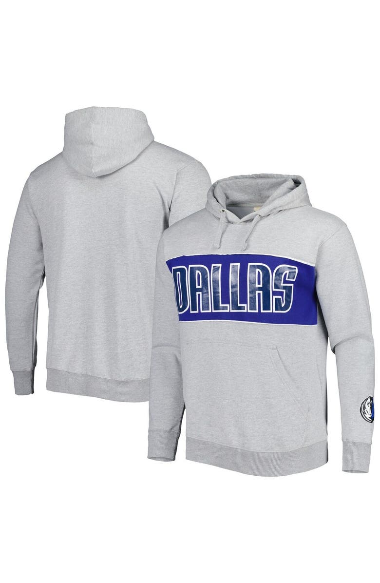 FANATICS Men's Fanatics Branded Heather Gray Dallas Mavericks Wordmark French Terry Pullover Hoodie, Main, color, Heather Gray