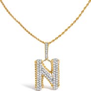 Haus of Brilliance Men's 10K Yellow Gold 1 1/2 Cttw Diamond Letter N Initial Pendant Necklace