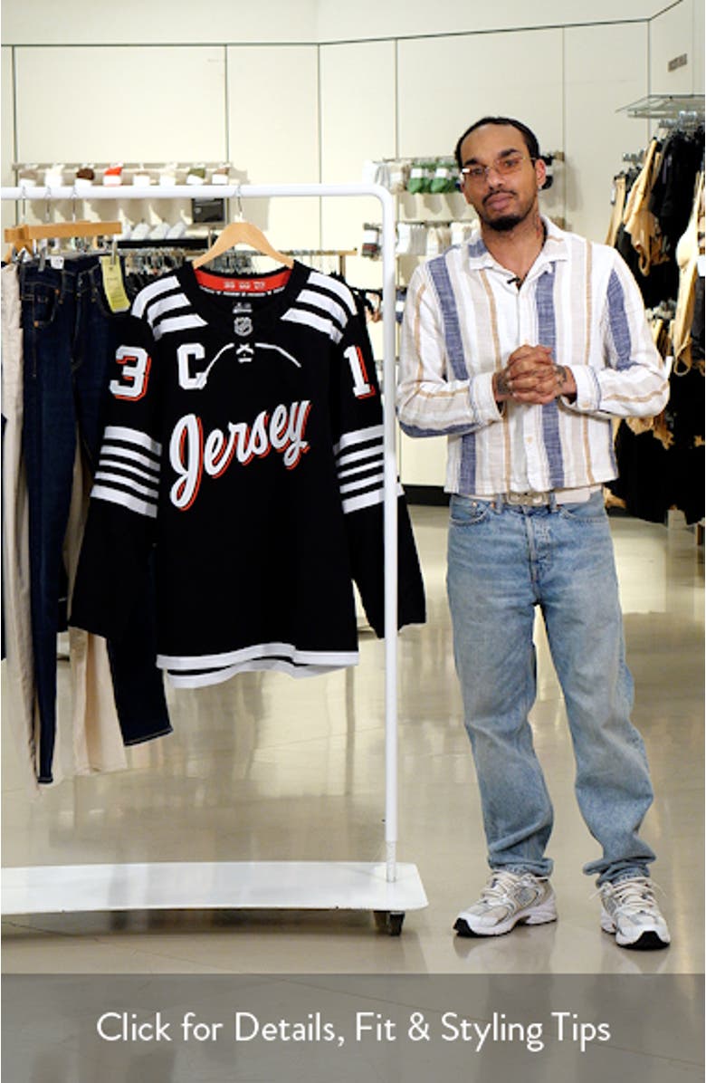 Men's Fanatics Nico Hischier Black New Jersey Devils Alternate Premium Jersey, sales video thumbnail