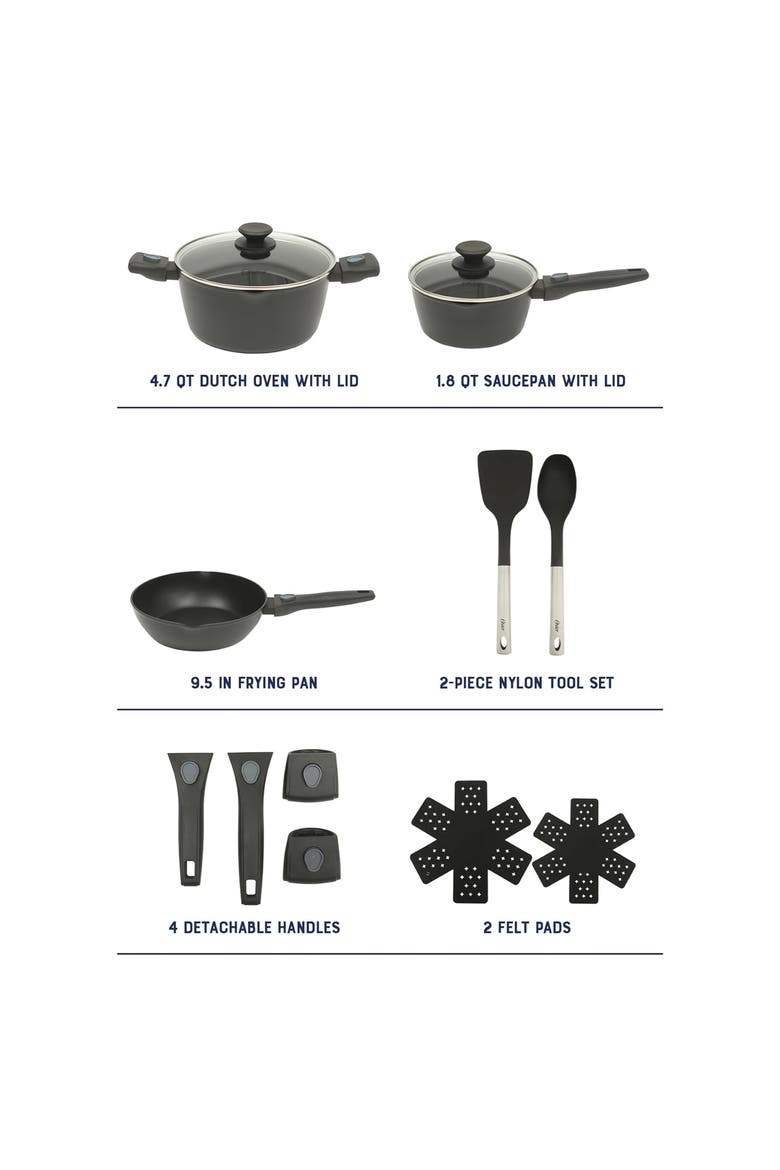 13 Piece Nonstick Cookware Combo Set in Matte Black, Alternate, color, Black