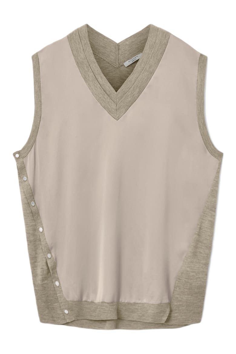 Bern Side Snap Mixed Media Sweater Tank, Alternate, color, TAUPE GREY