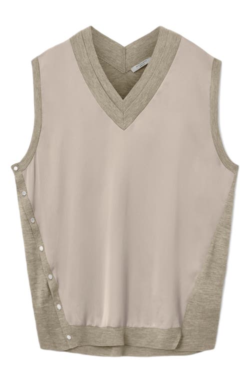 Allsaints Bern Side Snap Mixed Media Sweater Tank In Gold