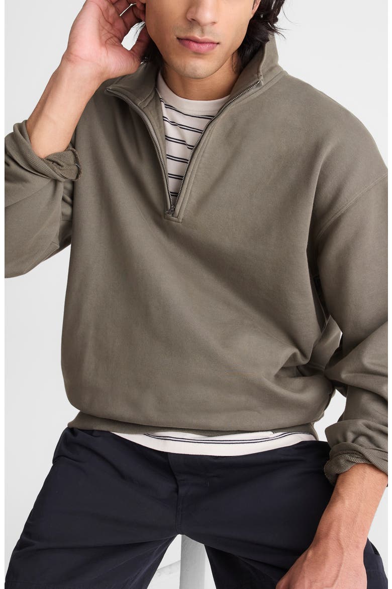 Quarter Zip Loopback Terry Sweatshirt, Alternate, color, OLIVE SLATE