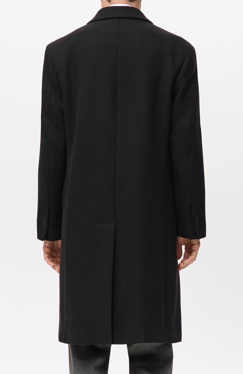 MANGO Long Double Breasted Wool Blend Coat, Alternate, color, Black