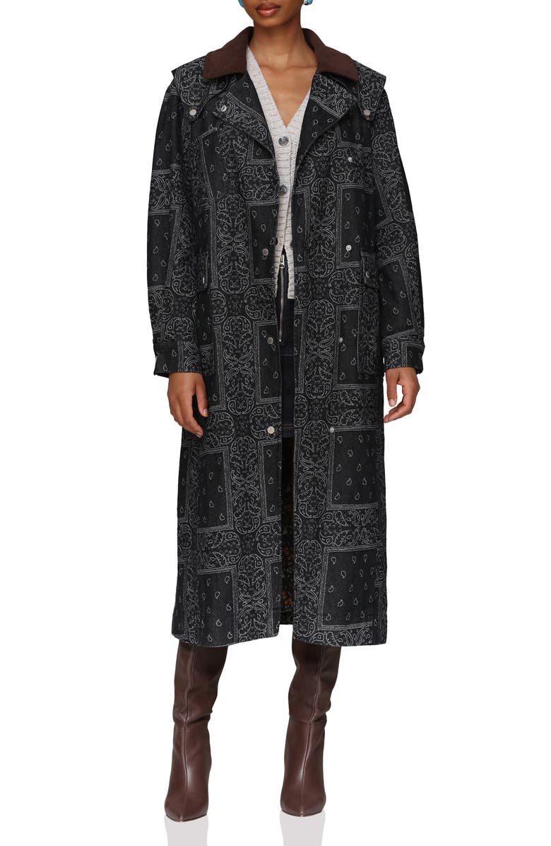 Avec Les Filles Patchwork Asymmetric Utility Coat, Alternate, color, Indigo Paisley