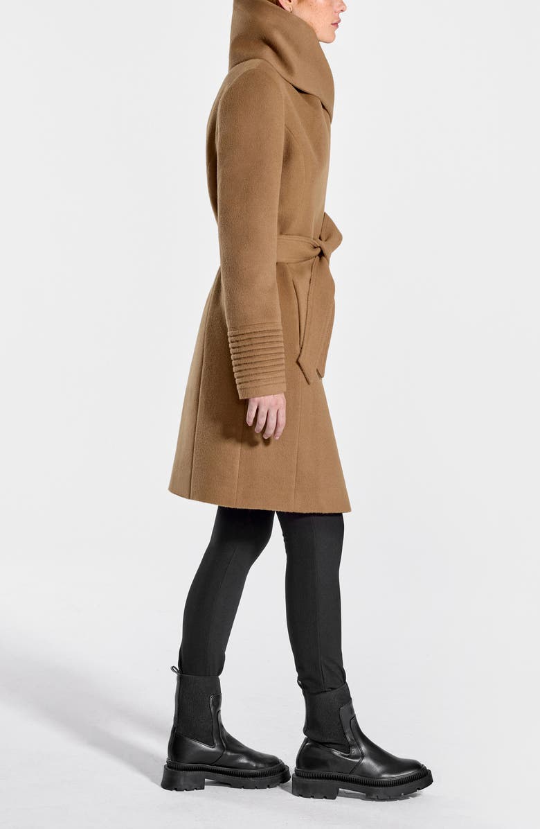 SENTALER Hooded Alpaca & Wool Wrap Coat, Alternate, color, Dark Camel