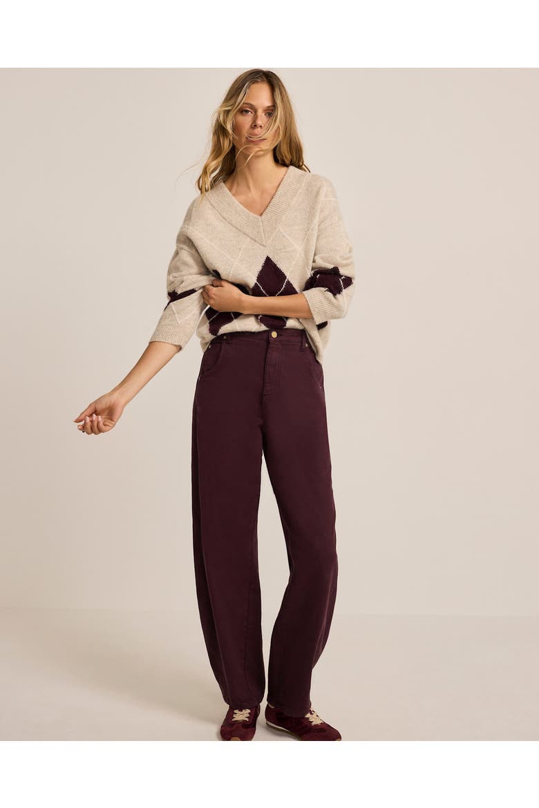 Argyle Knit Jumper Pullover Sweater with Long Sleeve and V-Neck, Alternate, color, Neutral