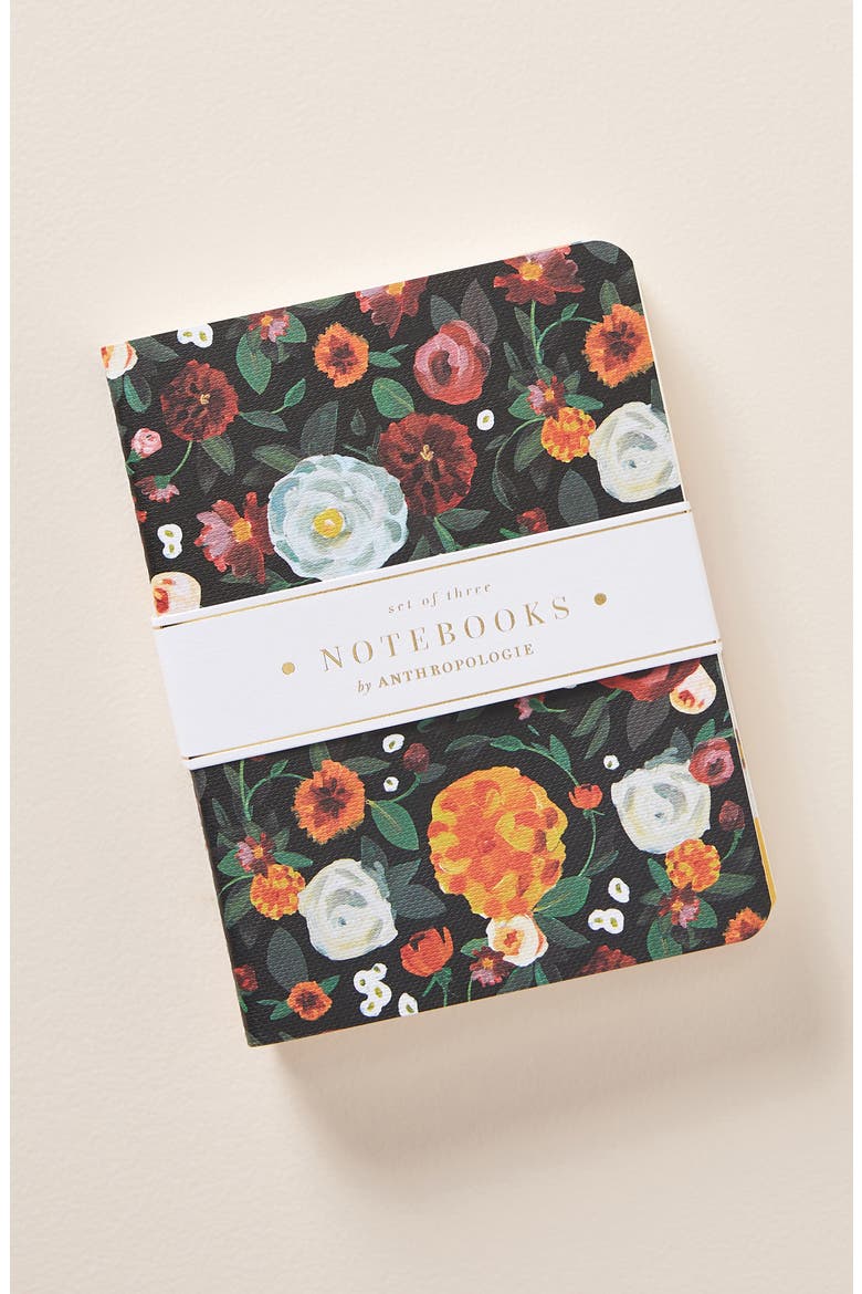 Anthropologie Lena Set of 3 Journals, Alternate, color, BLUE