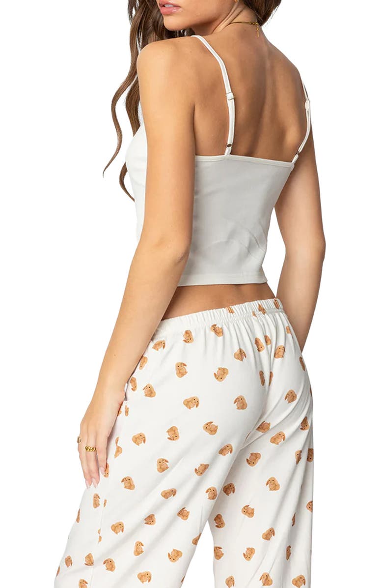 EDIKTED Cottontail Cotton Graphic Camisole, Alternate, color, White