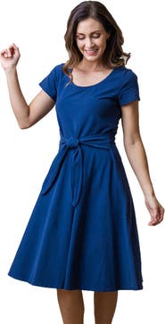Hope & Henry Women's Organic Cotton Tie-Waist Knit Dress