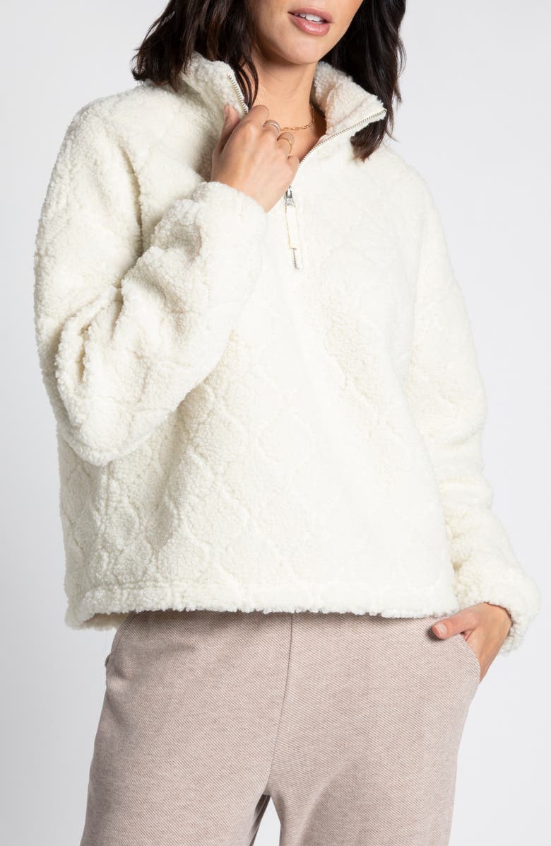 Thread & Supply Barbara Half Zip Fleece Pullover Jacket, Main, color, Cream