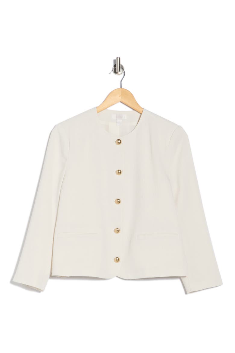 Textured Collarless Jacket, Alternate, color, IVORY TOFU