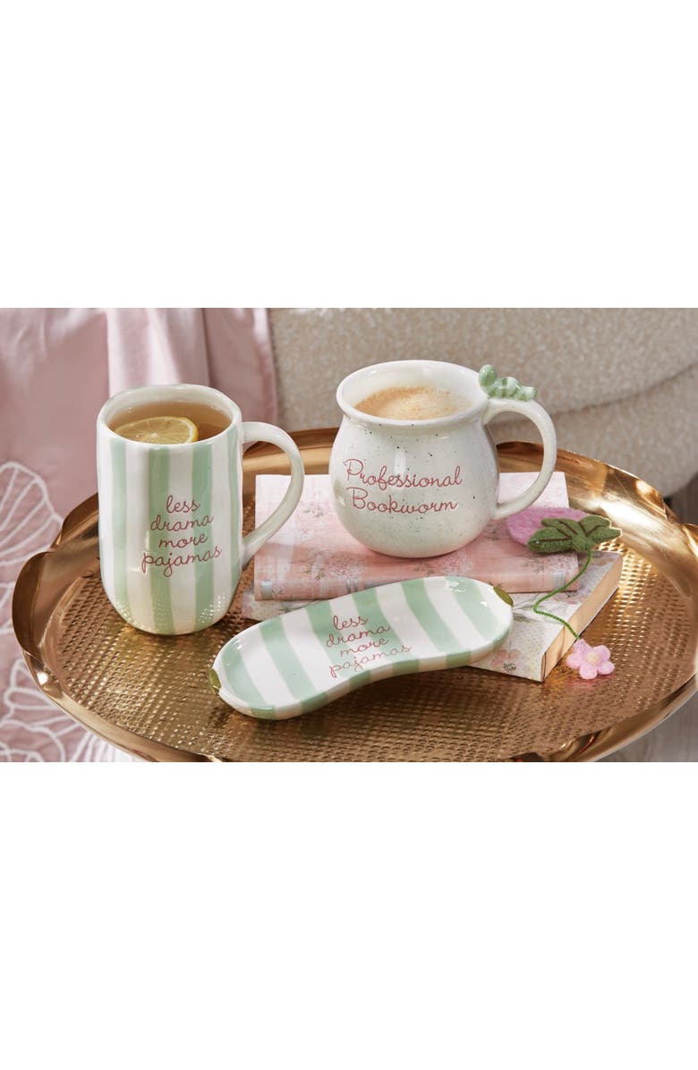 tag Less Drama More Pajamas Earthenware Glasses Tray Multi 7.3 x 3.2 x 0.6 in, Alternate, color, Multicolored