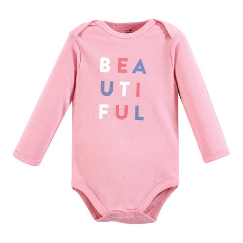 Touched By Nature Little Soft Organic Cotton Long-sleeve One-piece Essentials In Pink