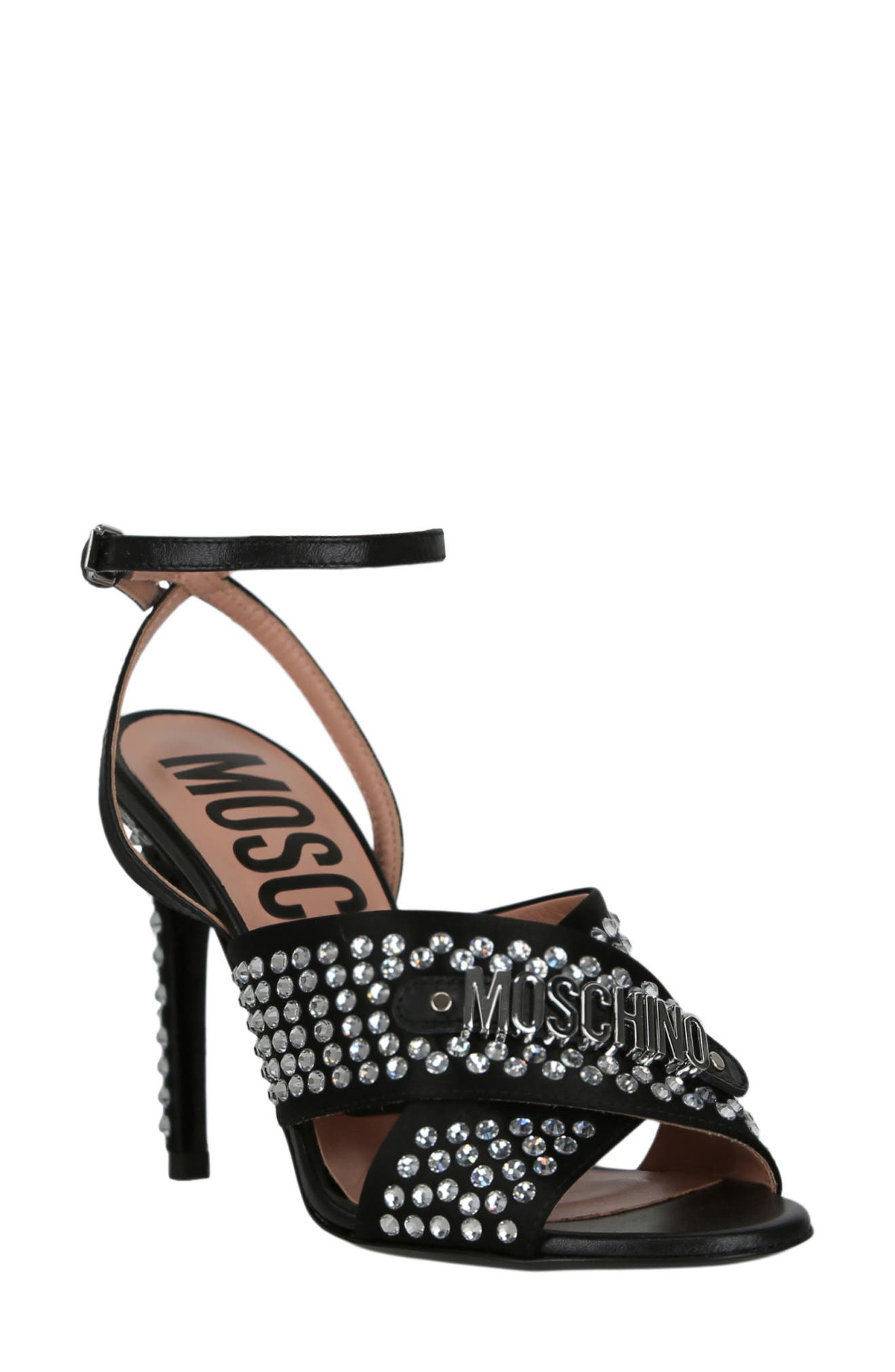 Moschino Crystal Embellished Satin Sandal