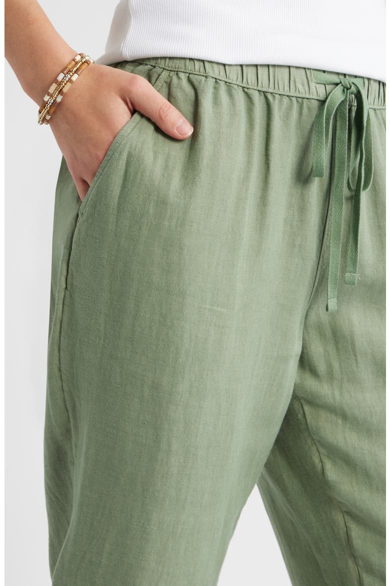 Tapered Linen Pants, Alternate, color, GREEN HEDGE