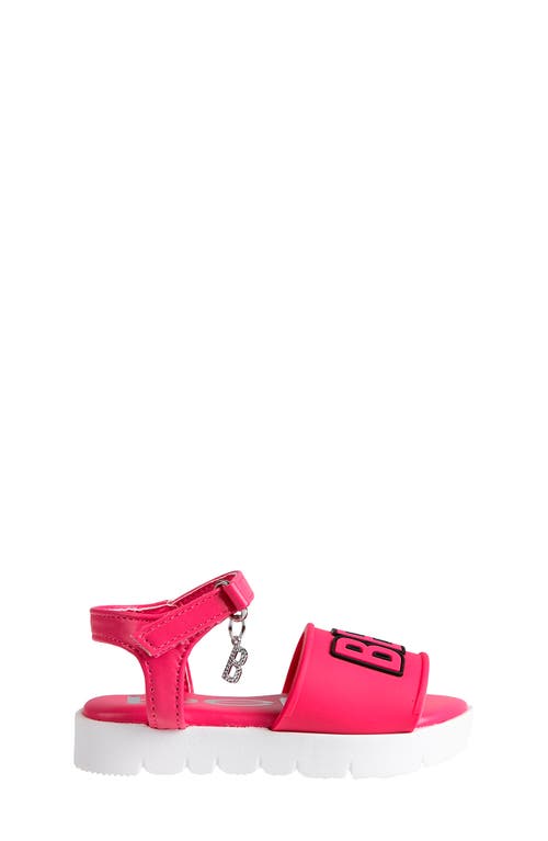 Bebe Little Girls Flat With Rhinestone Dangle Charm Sandals In Fuchsia
