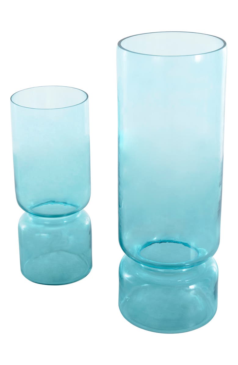 VIVIAN LUNE HOME Set Of 2 Glass Vases, Alternate, color, Blue