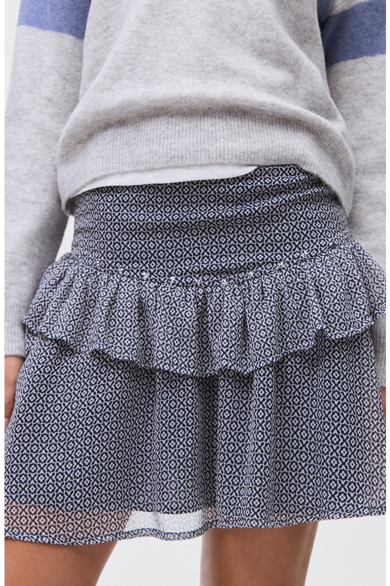 Ruffle Rhinestone Miniskirt, Alternate, color, NAVY