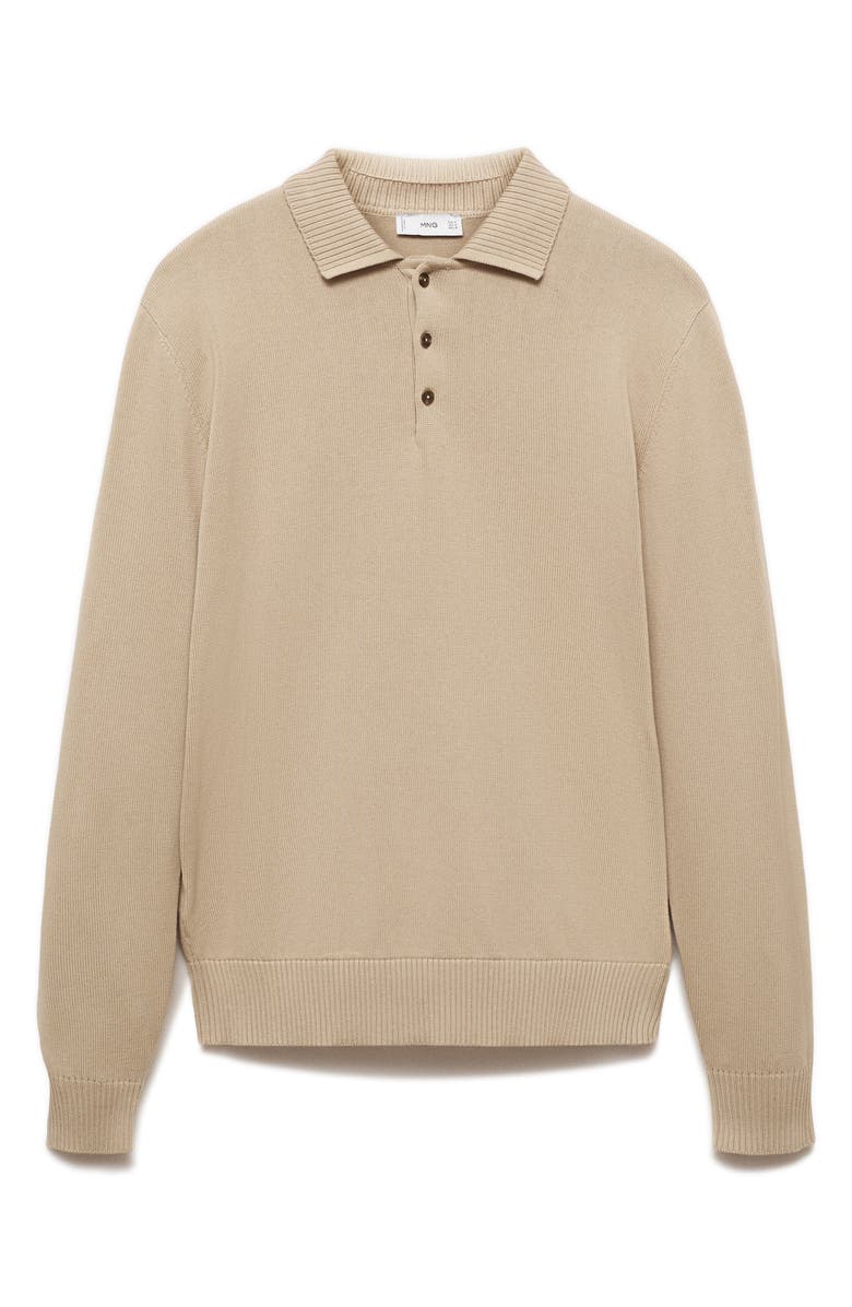 MANGO Long Sleeve Fine Knit Polo Sweater, Alternate, color,