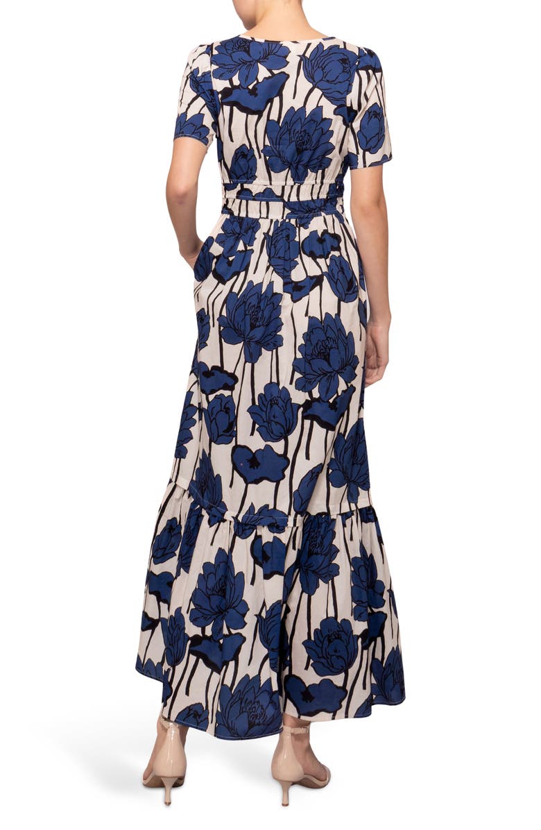 MELLODAY Printed Poplin Maxi Dress, Alternate, color, Ivory Navy