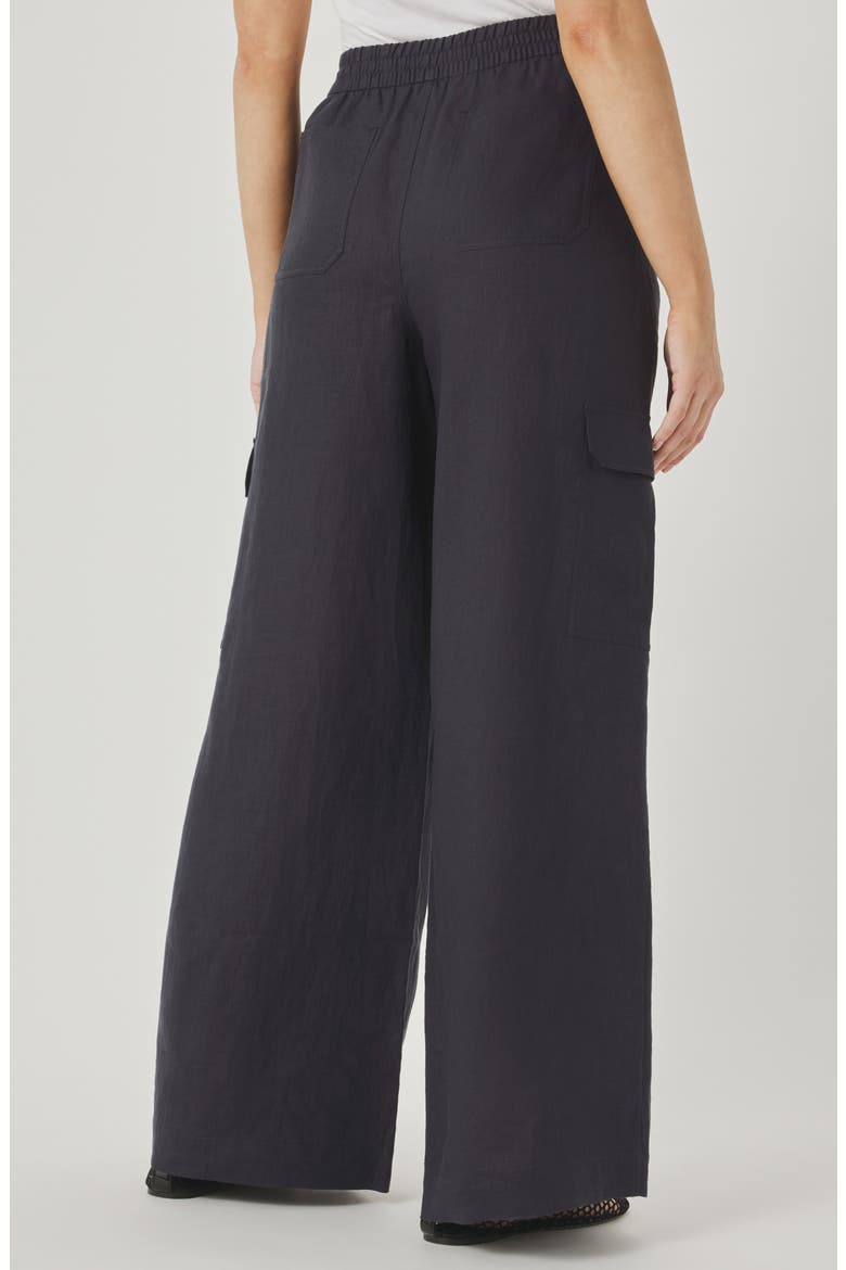 Stella Linen Cargo Pull-On Pants, Alternate, color, LEAD GREY