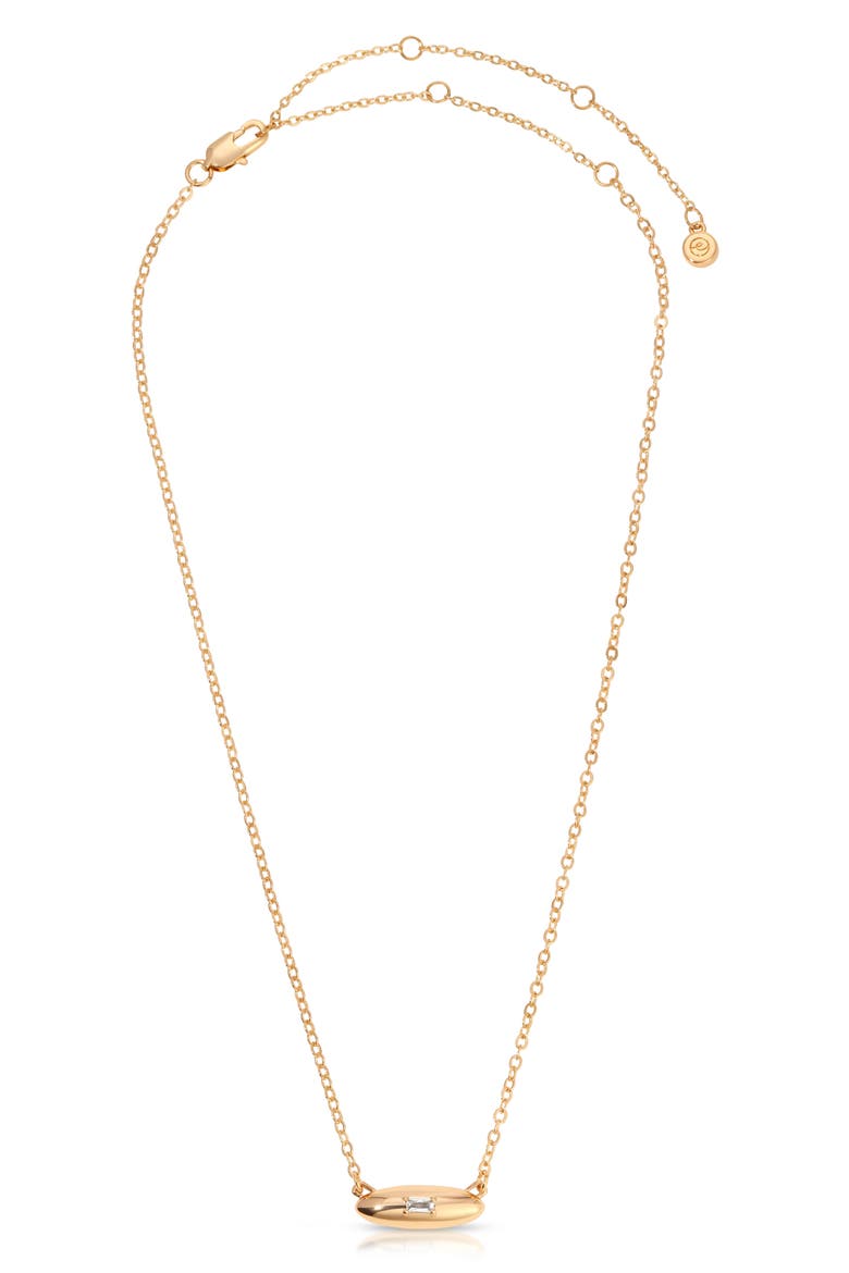 Baguette Cubic Zirconia Dome Pendant Necklace, Alternate, color, GOLD