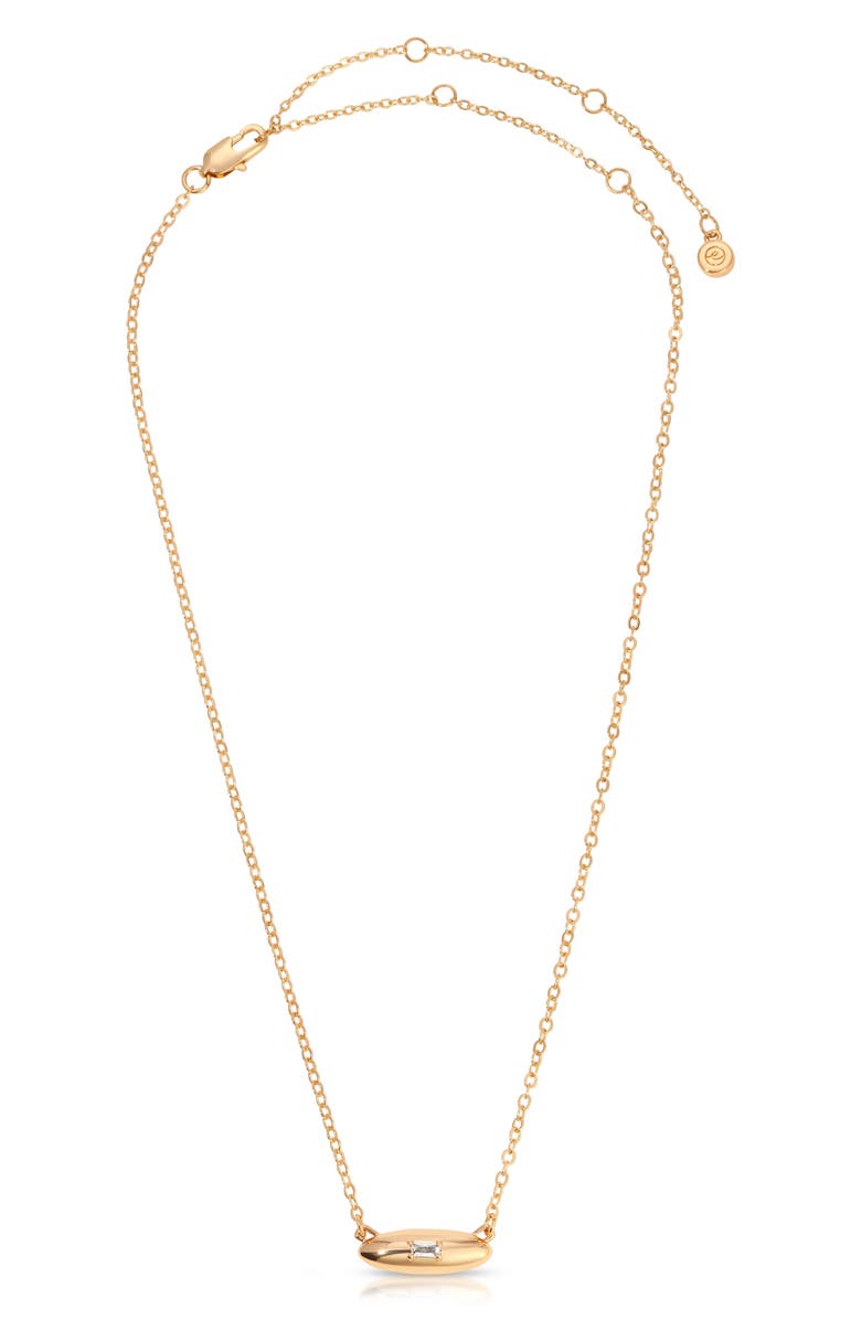 Ettika Baguette Cubic Zirconia Dome Pendant Necklace, Alternate, color, Gold