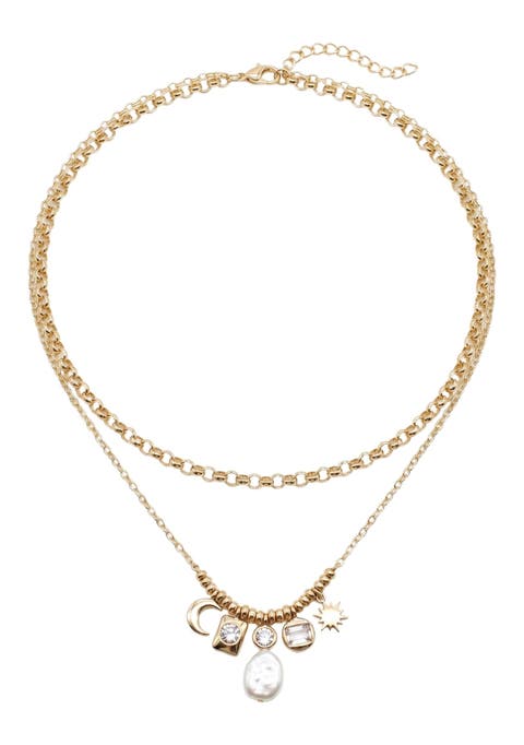 Aarti Layered Pearl Charm Necklace