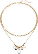 AREA STARS Aarti Layered Pearl Charm Necklace