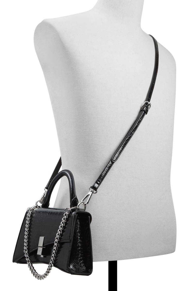ALDO Croc Embossed Faux Leather Top Handle Bag, Alternate, color,