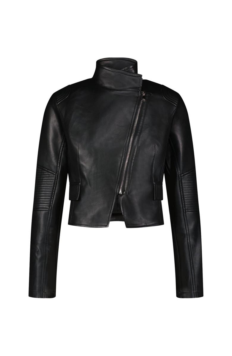 The Noli Shop Katalina Moto Leather Jacket, Alternate, color, Black