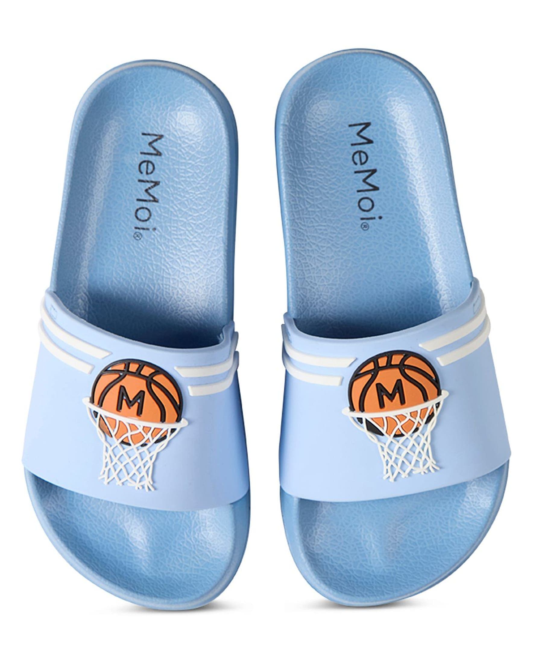 Kids'' Basketball-Themed Slip-On Slide Sandal, Alternate, color, Blue