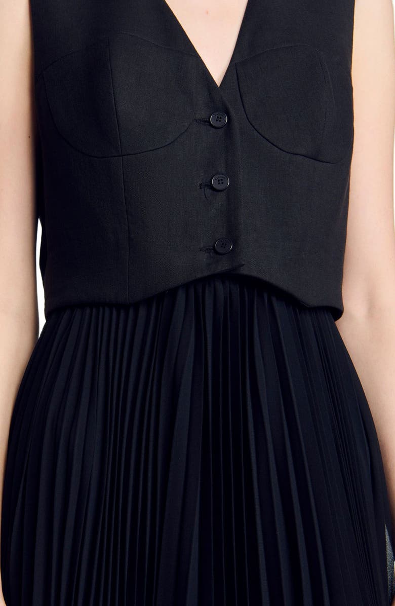 SANDRO Pleated maxi dress, Alternate, color, 