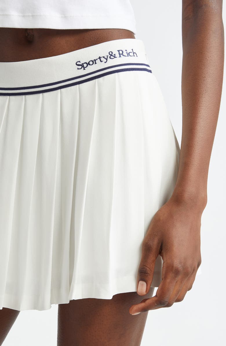 Sporty & Rich Abigail Pleated Skirt, Alternate, color, Off White