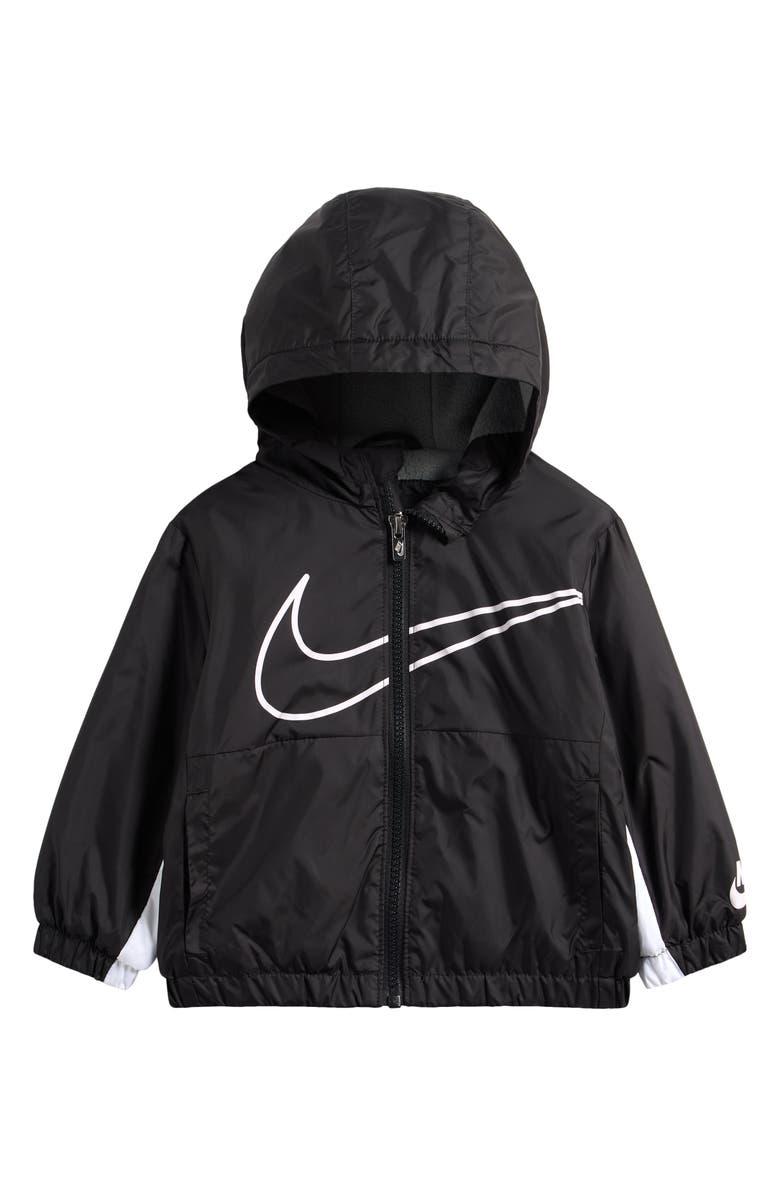 Nike Fleece Lined Windbreaker Jacket, Main, color, Black