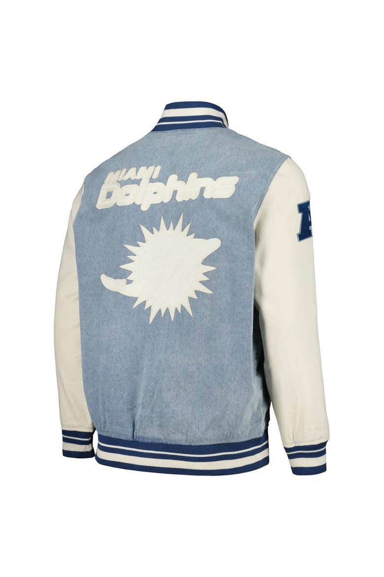 Men's Pro Standard  Denim Miami Dolphins Varsity Blues Full-Snap Varsity Jacket, Alternate, color, Denim