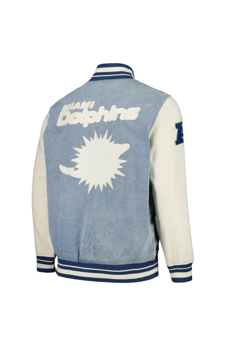 PRO STANDARD Men's Pro Standard  Denim Miami Dolphins Varsity Blues Full-Snap Varsity Jacket, Alternate, color, Denim